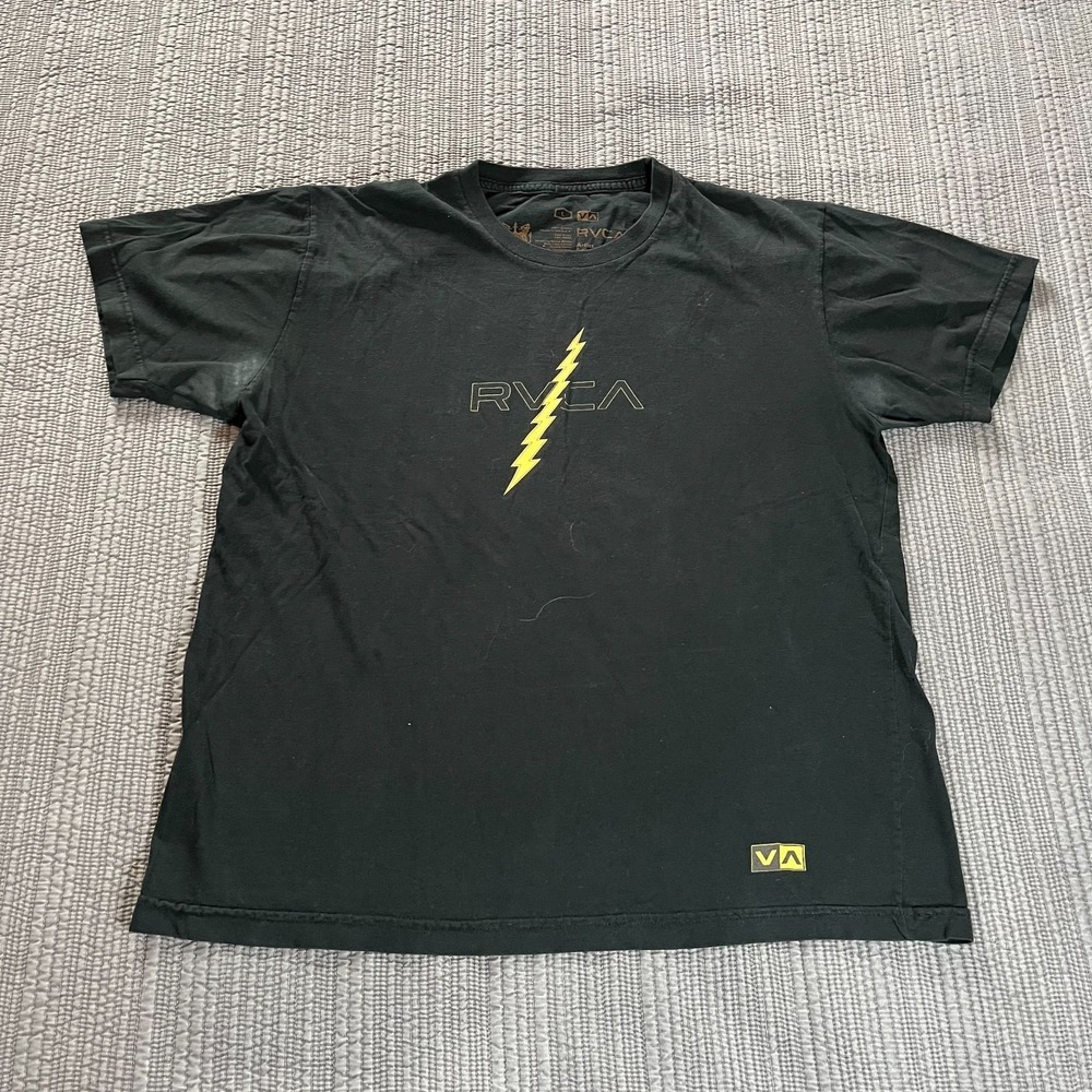 RVCA Lightning Bolt Graphic T-Shirt Men's Large Black Short Sleeve Tee